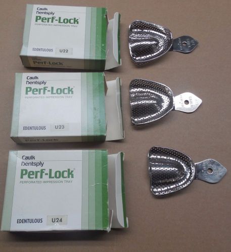 BNIB Caulk Upper Edentulous Perf-Lock Dental Impression Trays, Set of 3, (L30)