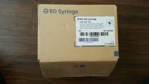 BOX OF 100 BD 3ML LUER LOK TIP SYRINGE / REF 309585