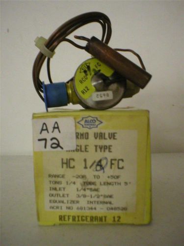 Alco Thermostatic Expansion Valve,  5&#039; Tubing,  Angle Type,  HC-1/2-FC,  NIB