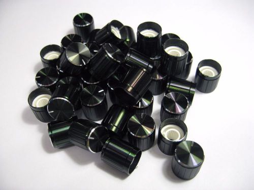 FAST SHIP FROM USA- Lot 40 pcs Black Aluminum Knob for 6mm Knurled Potentiometer