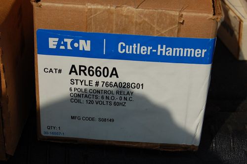 New Eaton Cutler Hammer AR660A 6 Pole Control Relay 120V 60Hz 766A028G01