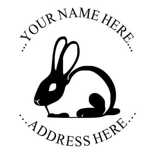 Rabbit round unmounted custom text stamp for self inking rubber stamp 1 5/8&#034; dia for sale