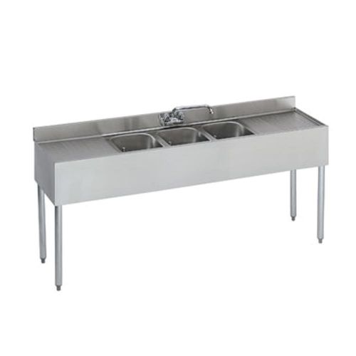 Krowne 18-63C - 1800 72&#034; 3 Compartment Bar Sink, 18&#034; Drainboards On Left/Right