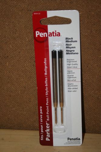 Parker Penatia Pen Refills 2 Per Pack Black Medium Ballpoint  8004-22