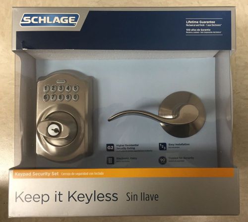 SCHLAGE Camelot Satin Nickel Keypad Combo Pack w/ Accent Lever FBE365 V CAM 619