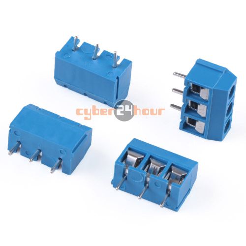 50 pcs kf301-3p 3 pin plug-in screw terminal block connector 5.0 mm pitch for sale