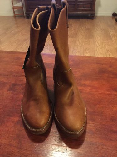 Mens Iron Age Oil resistant Steel Toe Cowboy Style Work Boots Size 8W EEE Brown