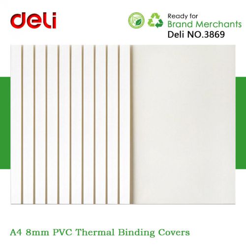 100PCS Deli 8mm A4 Transparent PVC Thermal Binding Front Back Covers 50~70 Sheet