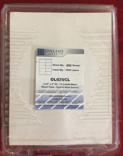 250 4.25&#034; x 2&#034; clear labels ol625 cl 225+ sheets w/10label per sheet  w/software for sale