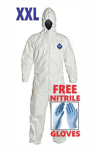 XXL HOOD Tyvek Protective Coverall Suit Paint CleanUp Hazmat FREE Nitrile Glove