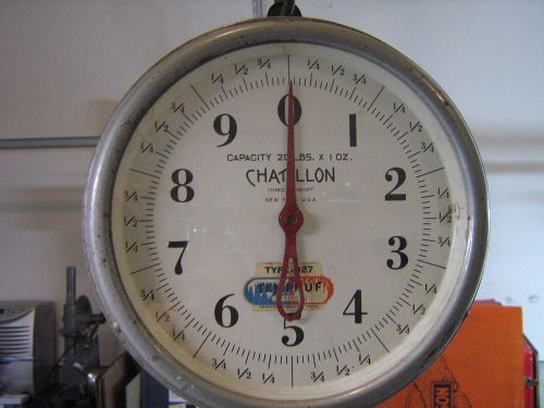 Vintage Chatillon Type 027 &#034;Tempruf&#034; Hanging Scale, 0-20lbs, Good Condition