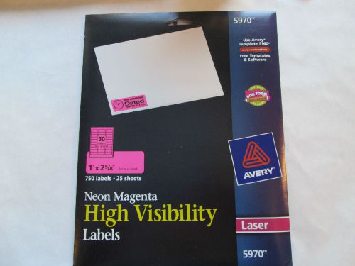 AVERY 5970 NEON MAGENTA HIGH VISIBILITY 750 LABELS 25 SHEETS LASER FREE SHIPPING