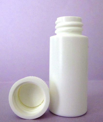 1 oz  hdpe cylinder round plastic bottles w/screw-on caps (lot of 50) for sale
