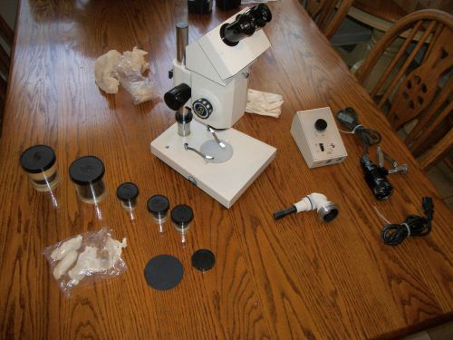 VINTAGE GEM MICROSCOPE  LOADED WITH ATTACHMENTS