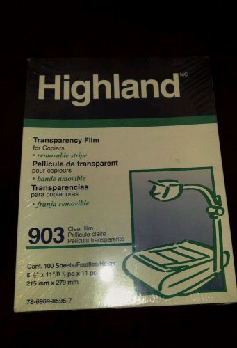 100 Sheets HIGHLAND 903 Transparency Film for Copiers, 8 1/2&#034; x 11&#034; New in Box!