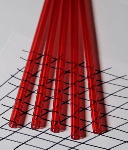 2 clear red acrylic plexiglass lucite tubes 1/2” od 1/4&#034; id x 36” inch long for sale