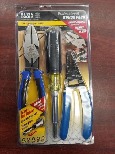 Klein Tools 3-Piece Electrician&#039;s Tool Kit 5-in-1 Nut Driver Wire Cutters Z00020