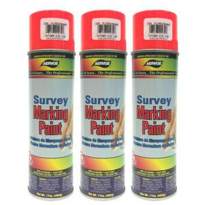 Aervoe Inverted Survey Grade Marking Paint 17 oz - 3 Cans - Flo Red/Orange