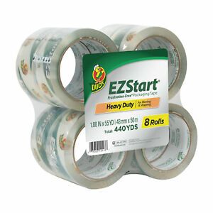New Duck EZ Start Packing Tape 1.88 Inches x 54.6 Yards Clear 8 Pack GREAT TAPE