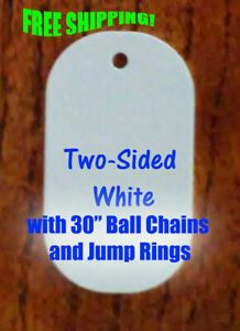 2 Sided White Aluminum Sublimation Dog Tag Blanks, 30&#034;Chains-500PC Free Shipping