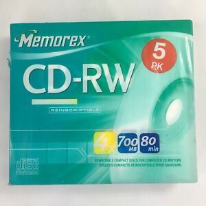Memorex CD-RW Compact Disc Rewritable 5 Pack NEW/SEALED