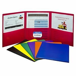 C-Line 3-Pocket Tri-Fold Heavyweight Poly Portfolios Assorted Colors Pack of ...