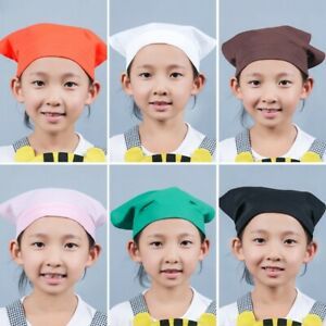 2PCS Kids Chef Hat Cooking Baker Cap Children Anti Oil Hair Turban Adjustable