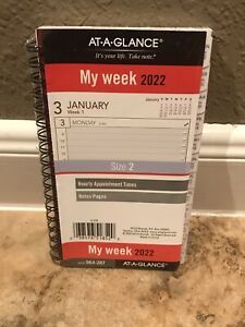 2022 Weekly Planner Refill AT-A-GLANCE Size 2 White 2 Page Week 064-287 Spiral
