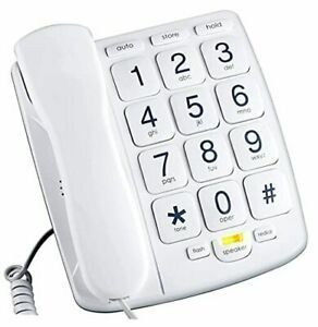 PB300WH Big Button Phone for Elderly Seniors Landline Corded Phone with