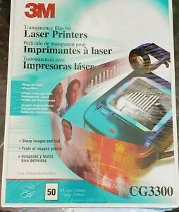 3M Transparency Film for Laser Printers 50 Sheets 8.5&#034; X 11&#034; CG3300 NIB