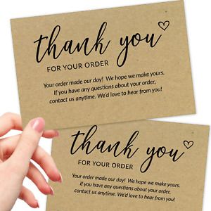 50 Large 4x6 Thank You For Your Order Cards Bulk Kraft Postcards Purchase