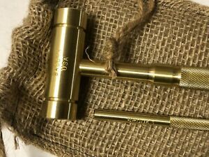 BROOKS-USA Brass Hammer Set 18oz w/ Drift Punch TOOL KIT in nice Burlap Gift Bag