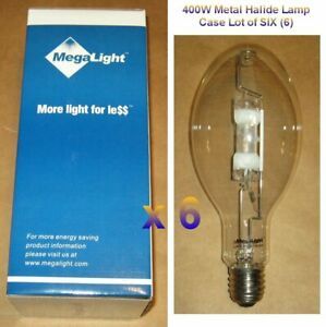 Lot of (6) 400W METAL HALIDE LAMPS - Mogul E39 Base - MH400W/U/50K