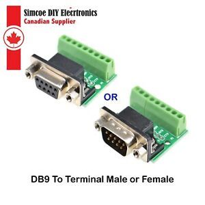 DB9 9PIN Male or Female serial port RS232 connector to terminal adapter #9384