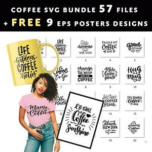 Coffee lovers SVG bundle + free EPS wall art designs 57 + 9 FREE designs