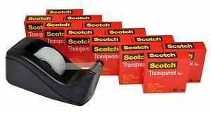 Scotch Brand Transparent Tape with C60 Desktop Dispenser, Versatile, Cuts Cle...