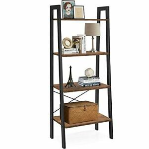 Rustic Ladder Shelf 4 Tier Bookshelf Farmhouse Book Shelves Plant Storage