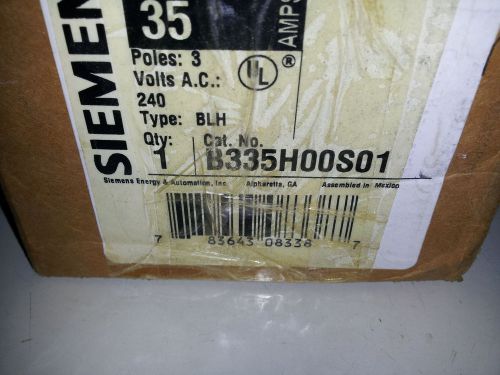 SIEMENS B335H00S01 NEW IN BOX 3P 240V BLH 120V SHUNT TRIP BREAKER #A10
