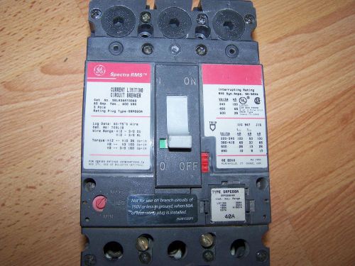 GE Spectra RMS Current Limiting Circuit Breaker SE Frame 3 Pole 600 VAC 60 Amp