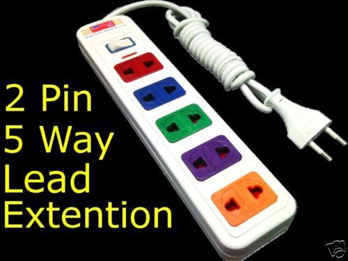 5 way 2 pin mains switch plug socket adaptor 1.5 m lead for sale