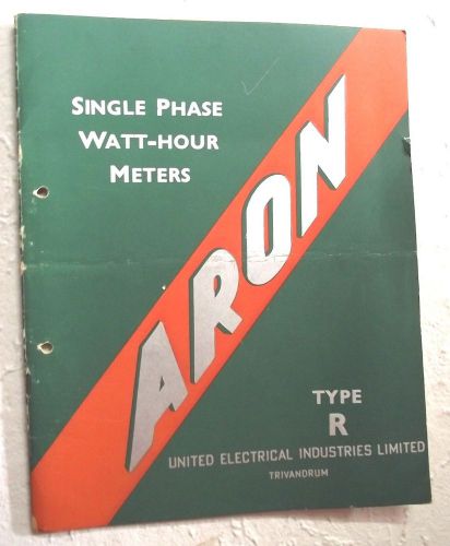 VTG BOOKLET CATALOG BROCHURE ARON ENGLAND UK WATTHOUR ELECTRICITY METERS 1949