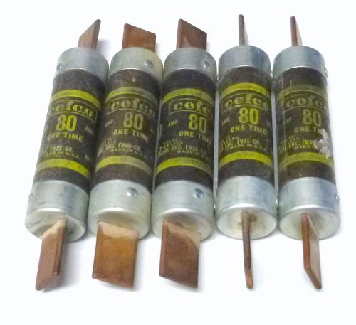 Lot of 5 CEFCO One-Time Fuse  250VAC 80AMP *NEW*