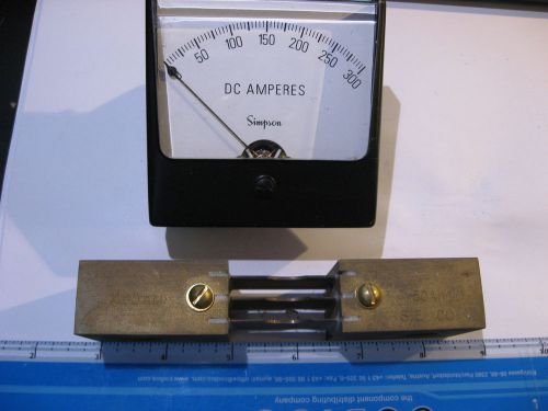 Panel Meter 0-300 DC Amps w. Shunt 3-1/4 in sq. Simpson 02770 Model 1327 - USED