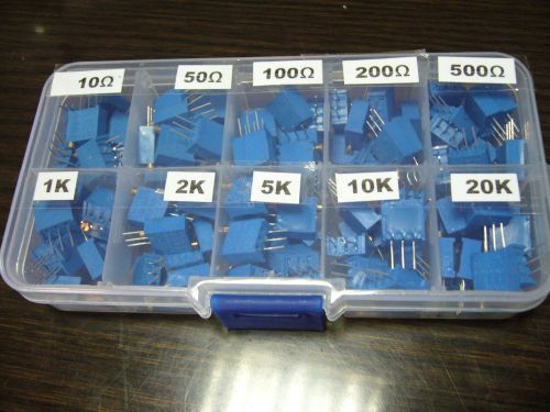 10values 3296w 10ohm-20K Trimpot Trimmer Potentiometer Box Kit X10pcs total 100