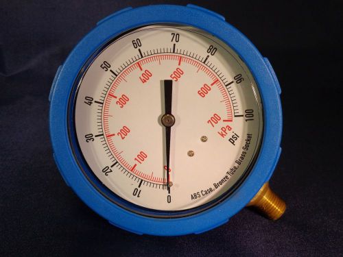 Pressure gauge 4&#034; dia.  0 to 100 psi  0 to 700 kpa  1/4npt  grainger nib for sale