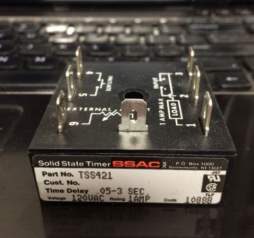 SSAC TSS421 SOLID STATE TIMER .05-3 SECONDS DELAY 120VAC 1AMP
