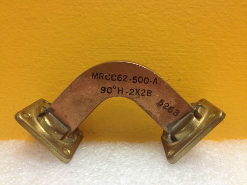 Microtech MRCC62-500-A (WR-62), 12.4 to 18 GHz, 2x2&#034;, Brass Waveguide 90° H-Bend