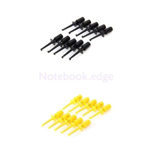 20pcs 1.7&#034; mini test hook probe spring clip for pcb smd ic diy black yellow for sale