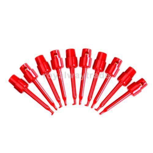 10 x Mini Test Hooks Clips for Tiny Component SMD - Red -Length 5.8 cm