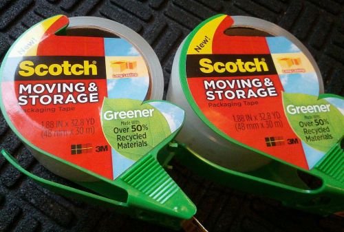 2 ROLLs 3m Scotch Moving and Storage Packaging Tape with Dispenser 1.88&#034;X38.2 Yd